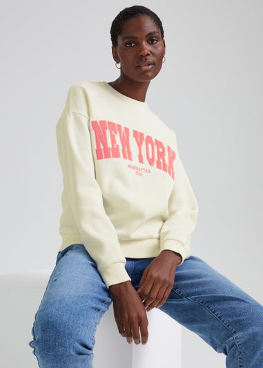 Cream New York Slogan Sweatshirt - Matalan