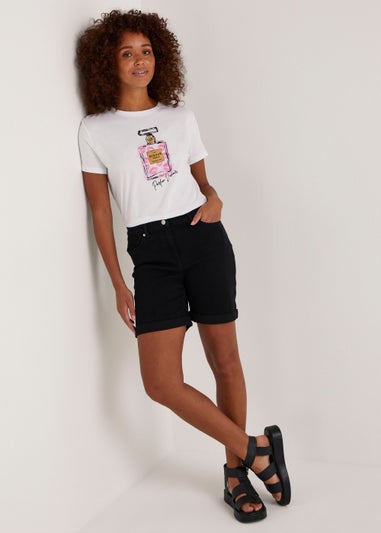 White Perfume Print T-Shirt