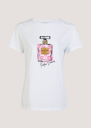 White Perfume Print T-Shirt - Matalan