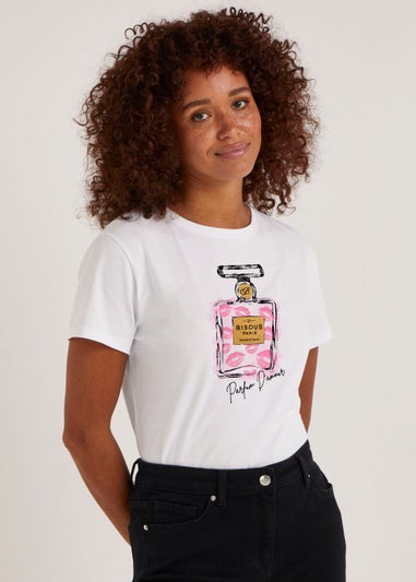 White Perfume Print T-Shirt