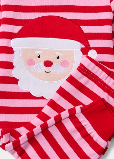 Girls Pink Stripe Father Christmas Pyjama Set (9mths-5yrs)