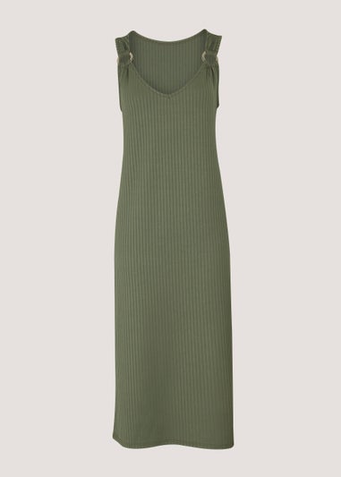 Khaki Ring Ribbed Dress