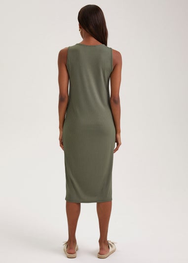 Khaki Ring Ribbed Dress