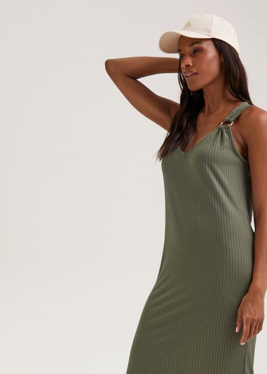 Khaki Ring Ribbed Dress