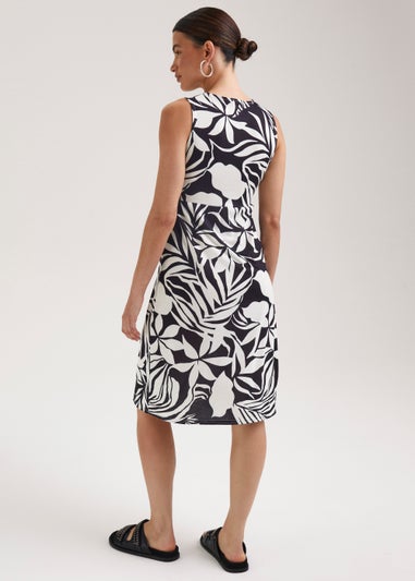 Monochrome Tropical Twist Midi Dress