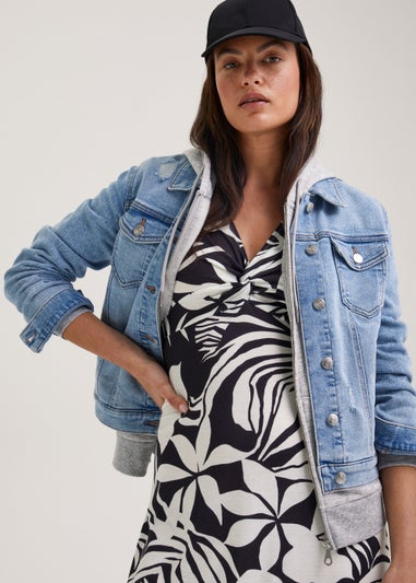 Monochrome Tropical Twist Midi Dress