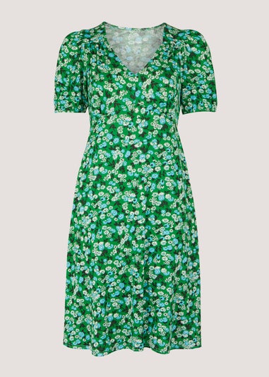 Green Ditsy Floral Mini Dress