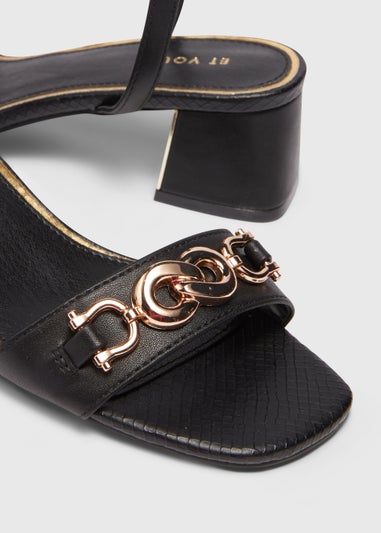 Et Vous Black Snaffle Block Heels