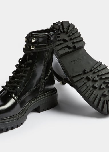 Black Patent Combat Boots