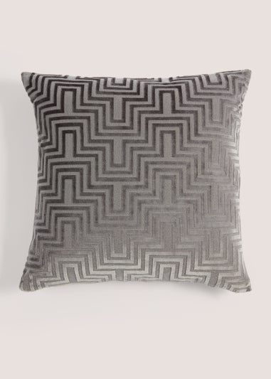 Grey Cut Velvet Maze Cushion