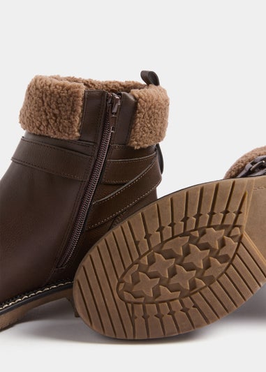 Soleflex Brown Borg Collar Boots