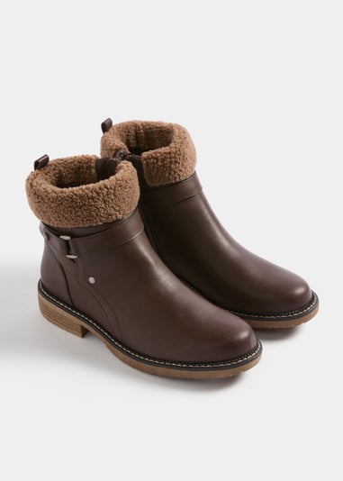 Soleflex Brown Borg Collar Boots