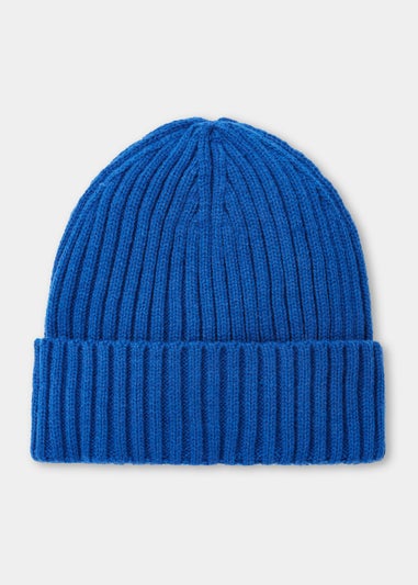 Blue Thick Ribbed Beanie