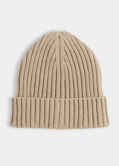 Stone Thick Ribbed Beanie Hat