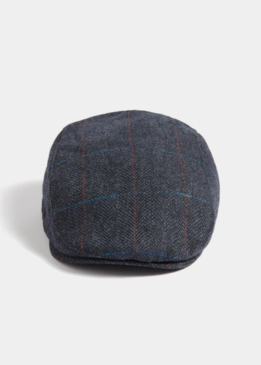 Navy Textured Flat Cap