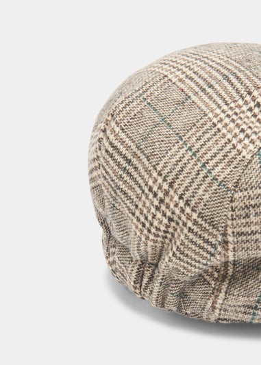 Brown Check Flat Cap