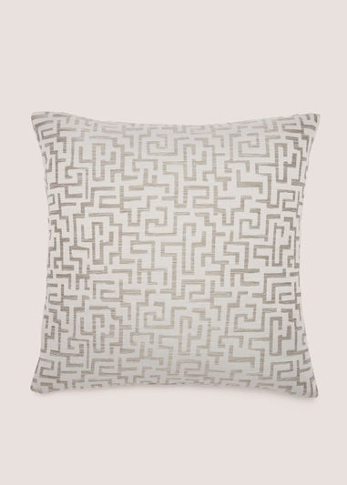 Grey Maze Jacquard Cushion (43cm x 43cm)