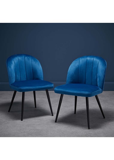 LPD Furniture Set of 2 Orla Dining Chairs Blue  (815x625x540mm)