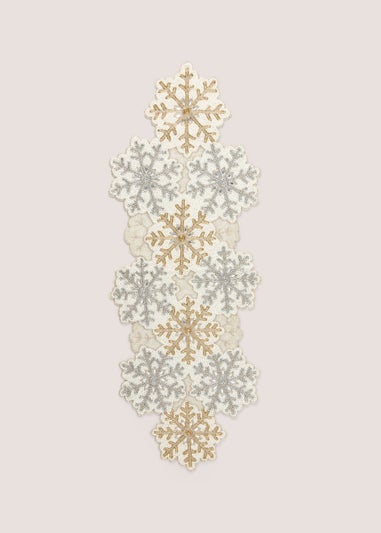 Long Beaded Snowflake Placemat (91cm x 35cm)