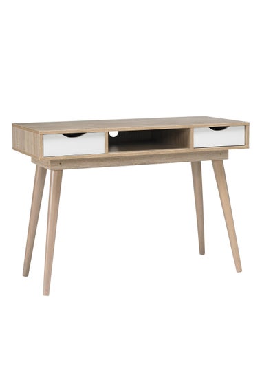 LPD Furniture Scandi Desk Oak With White Drawers (786x500x1100mm)