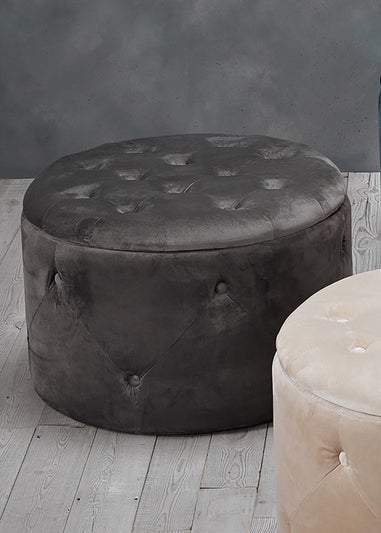LPD Furniture Cleo Storage Pouff Charcoal (400x600x600mm)