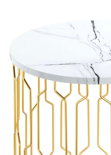 LPD Furniture Grace End Table White Marble (420x390x390mm)