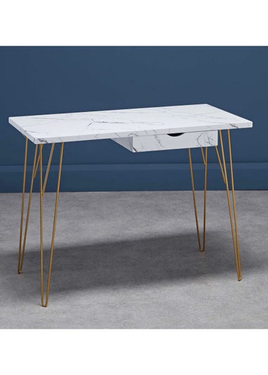 LPD Furniture Fusion Desk White Marble (750x500x1000mm)