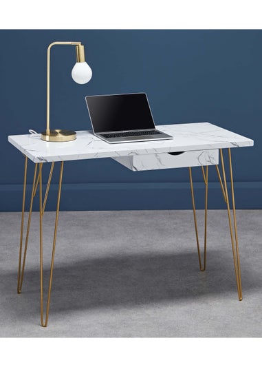 LPD Furniture Fusion Desk White Marble (750x500x1000mm)