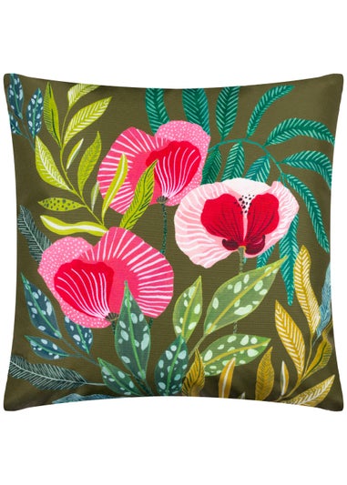 Wylder Nature House of Bloom Poppy Outdoor Filled Cushion (43cm x 43cm x 8cm)