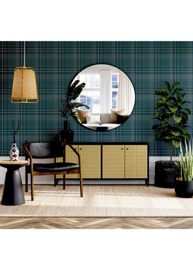 Arthouse Twilled Plaid Emerald Wallpaper