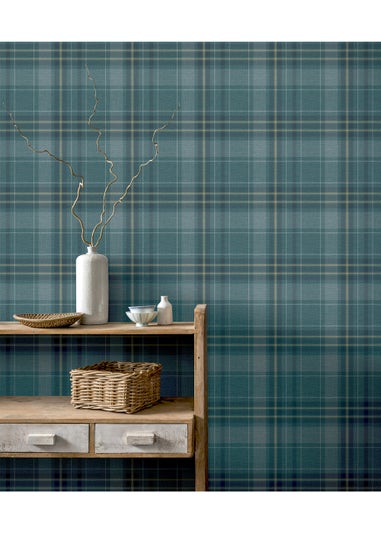 Arthouse Twilled Plaid Emerald Wallpaper