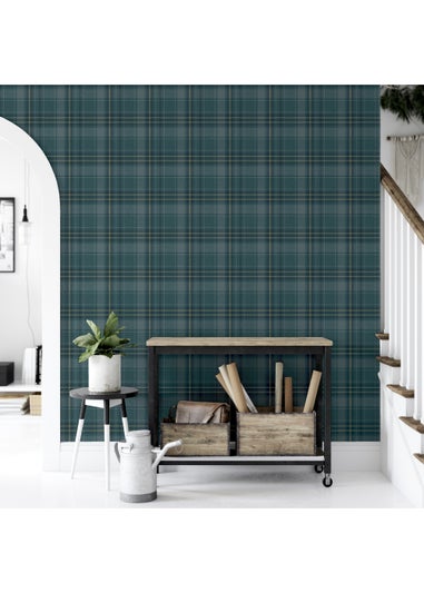 Arthouse Twilled Plaid Emerald Wallpaper