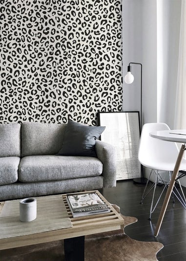 Arthouse Sequin Leopard Mono Wallpaper