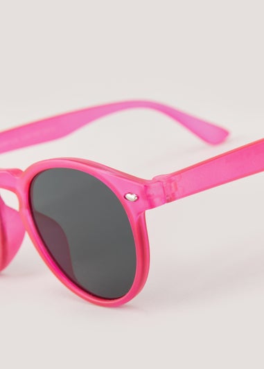 Kids Pink Neon Keyhole Sunglasses (3-10yrs)