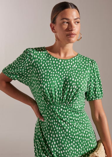 Green Empire Spot Print Dress