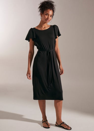 Black Broderie Midi Dress