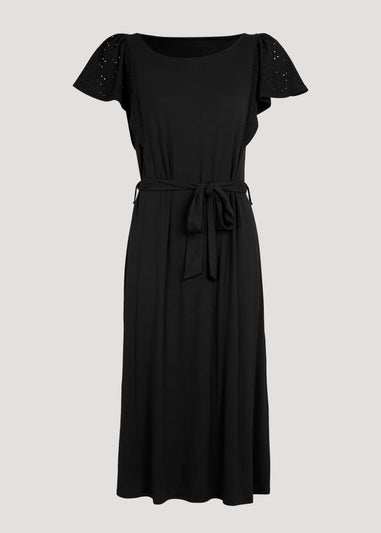 Black Broderie Midi Dress