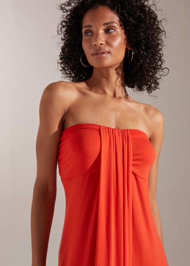 Orange Knot Bandeau Dress