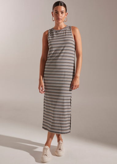 Multicoloured Stripe Ribbed Dress