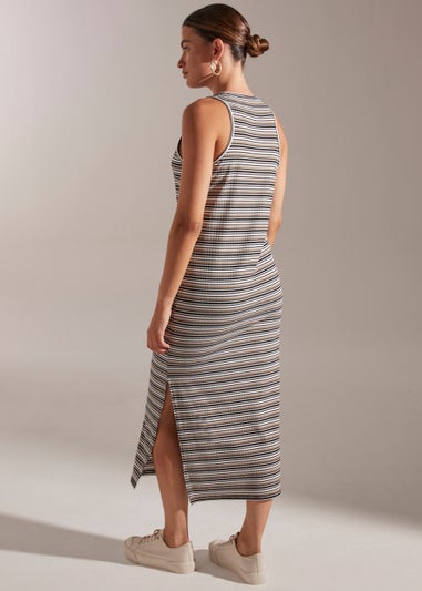 Multicoloured Stripe Ribbed Dress