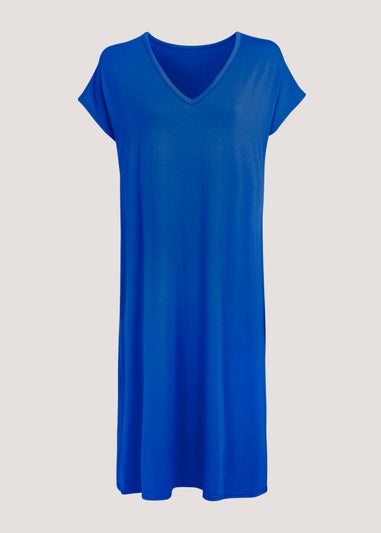 Blue V-Neck T-Shirt Dress