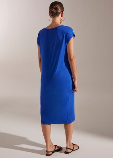 Blue V-Neck T-Shirt Dress