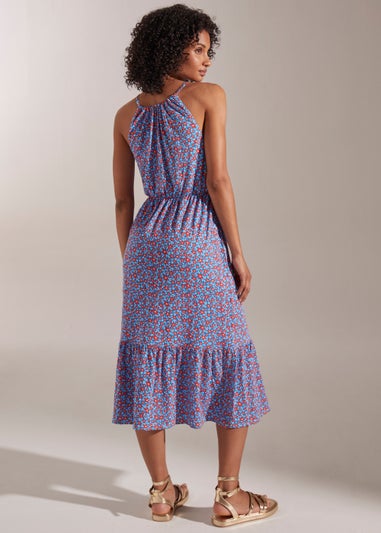 Blue Floral High Apex Midi Dress