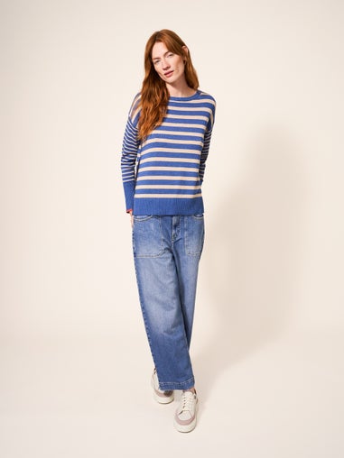 Olive Gestreifter Pullover