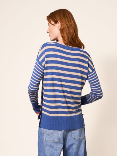 Olive Gestreifter Pullover