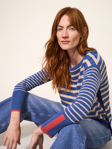 Olive Gestreifter Pullover