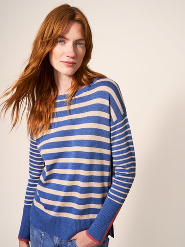 Olive Gestreifter Pullover