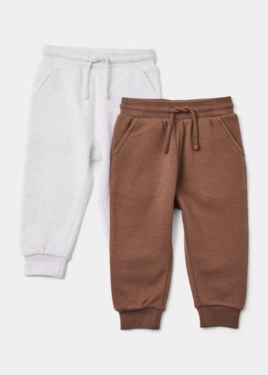 Boys 2 Pack Brown & Oatmeal Joggers (9mths-6yrs)