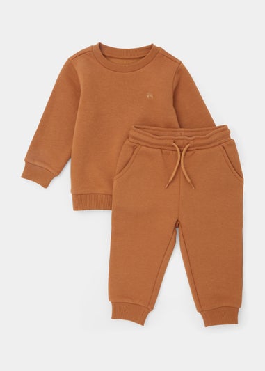 Boys Tan Crew Neck Sweatshirt & Joggers Set (9mths-6yrs)