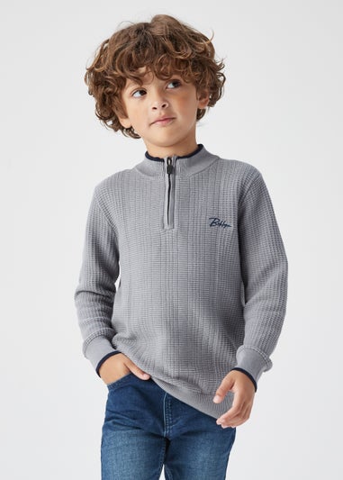 Boys Grey Half Zip Jumper (4-13yrs)